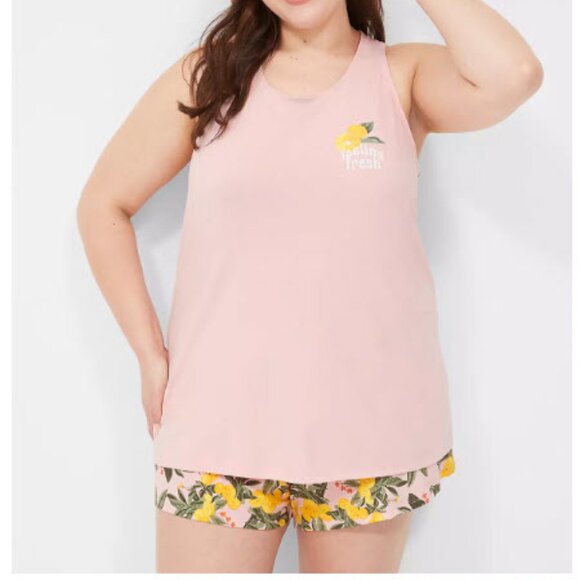 NWT Lane Bryant Cacique Tank & Short PJ Sleep Set Size 22 24 (3X) Lemon Fresh! - Picture 3 of 7